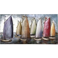 Sailing Regatta Picture Metal Wall Art In Multicolor And Blue