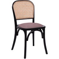 Salado Natural Rattan Bistro Chair With Pink Velvet Seat