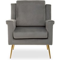 Salami Velvet Upholstered Armchair In Grey