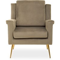 Salami Velvet Upholstered Armchair In Mink