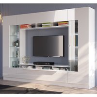 Salina High Gloss Entertainment Unit In White With LED Lighting