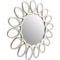 Saltier Round Wall Bedroom Mirror In Silver Pewter Frame