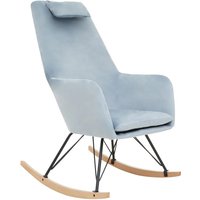 Salvo Velvet Rocking Chair In Blue