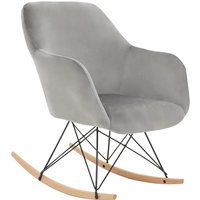 Salvo Velvet Rocking Chair Small In Grey