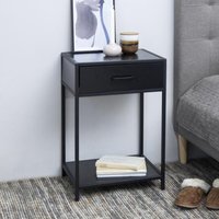 Salvo Wooden Bedside Cabinet With 1 Drawer In Ash Black