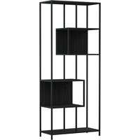 Salvo Wooden Bookcase With 5 Shelves And Back Panel In Ash Black