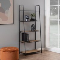 Salvo Wooden Ladder Bookcase With 5 Shelves In Matt Wild Oak