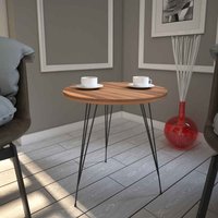 Sandalf Wooden Side Table with Black Metal Legs in Walnut