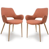 Sanremo Brick Fabric Dining Chairs With Oak Legs In Pair