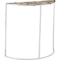 Sauna Half Moon White Agate Console Table With Silver Frame