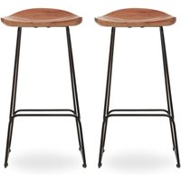 Santorini Natural Wooden Bar Stools In A Pair