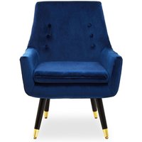 Sari Velvet Upholstered Armchair In Midnight Blue