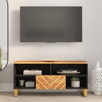 Sarlat Mangowood TV Stand 1 Drawer 4 Shelves In Brown And Black