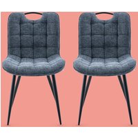 Sarlix Navy Fabric Dining Chairs in Pair