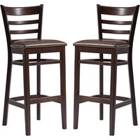 Sarnia Lascari Vintage Brown Faux Leather Bar Chairs In Pair