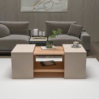 Sartos Wooden Coffee Table Set in Atlantic Pine and Beige