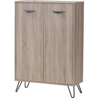 Sarva Wooden Storage Cabinet With Black Metal Legs In Oak