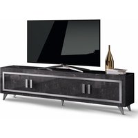 Sarver High Gloss TV Stand With 4 Doors In Black