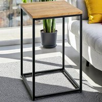Saskatoon Wooden End Table With Black Metal Frame In Oak