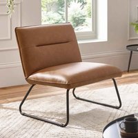 Savelle Faux Leather Lounge Chair in Brown