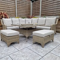 Savvy Glass Top Garden Corner Dining Set With Ice Bucket In Natural