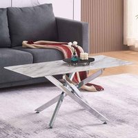 Sceptre Marble Effect Glass Top Coffee Table with Silver Legs