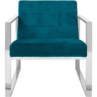 Sceptrum Velvet Lounge Chair With Steel Frame In Teal