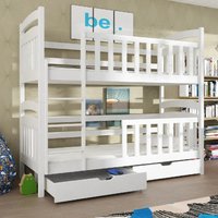 Seguin Wooden Bunk Bed Bonnell Mattress And Storage In White