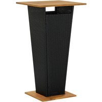 Selah 60cm Wooden Top Bar Table With Poly Rattan Base In Black