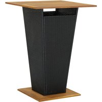 Selah 80cm Wooden Top Bar Table With Poly Rattan Base In Black