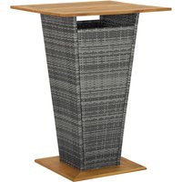 Selah 80cm Wooden Top Bar Table With Poly Rattan Base In Grey