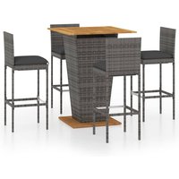 Selah Large Wooden Top Bar Table With 4 Audriana Chairs In Grey
