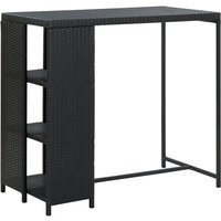 Selah Poly Rattan Bar Table With Storage Rack In Black