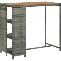 Selah Poly Rattan Bar Table With Storage Rack In Oak And Grey