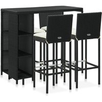 Selah Rattan Bar Table With 4 Audriana Chairs In Black