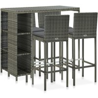 Selah Rattan Bar Table With 4 Audriana Chairs In Grey