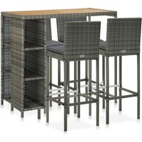 Selah Rattan Bar Table With 4 Audriana Chairs In Oak And Grey