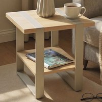Senatobia Wooden Square End Table With Grey Frame In Oak