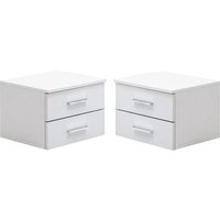 Senoia Set Of 2 High Gloss Bedside Cabinets In White