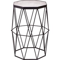Shalom Octagonal White Marble Top Side Table With Black Frame