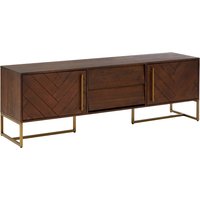 Shaula Wooden TV Stand With Antique Brass Legs In Brown