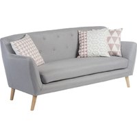 Shawnee Fabric 3 Seater Sofa With Oak Legs In Grey