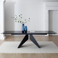 Silverton Glass Extending Dining Table In Carbon Black