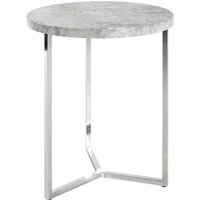 Simons Round Wooden Side Table In Concrete Effect