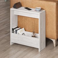Simpi Wooden Side Table with Magazine Rack in Ancient White