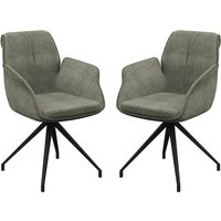 Simsbury Green Fabric Dining Armchairs In Pair