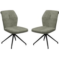 Simsbury Green Fabric Dining Chairs In Pair