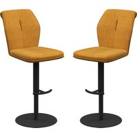 Simsbury Mustard Fabric Bar Chairs In Pair