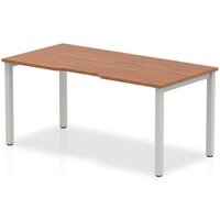 Single Large Laptop Desk In Walnut With Silver Frame