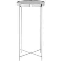Sirius Mirrored Side Table Tall In Grey And Metal Frame
